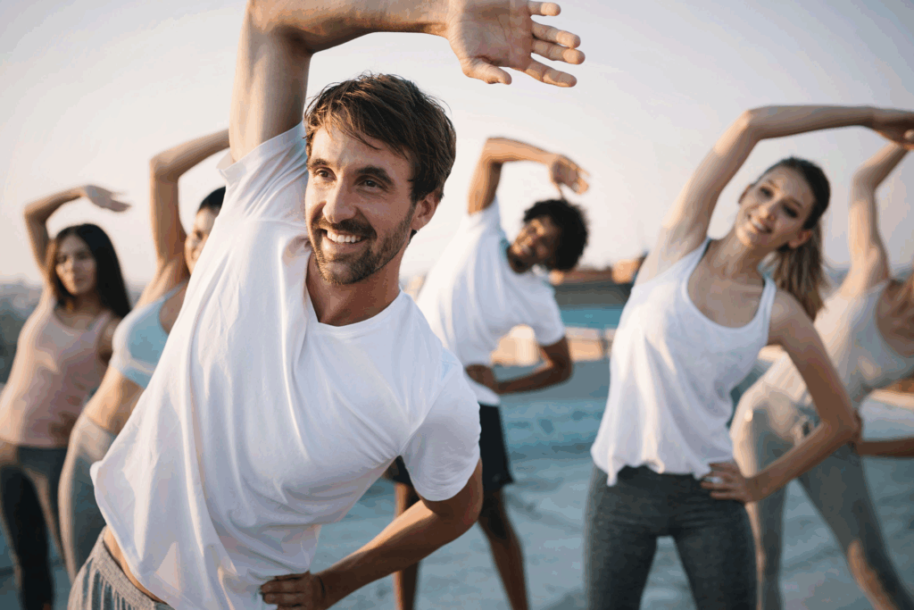 yoga therapy in a group